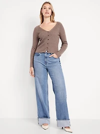 Extra High-Waisted Cuffed Wide-Leg Jeans