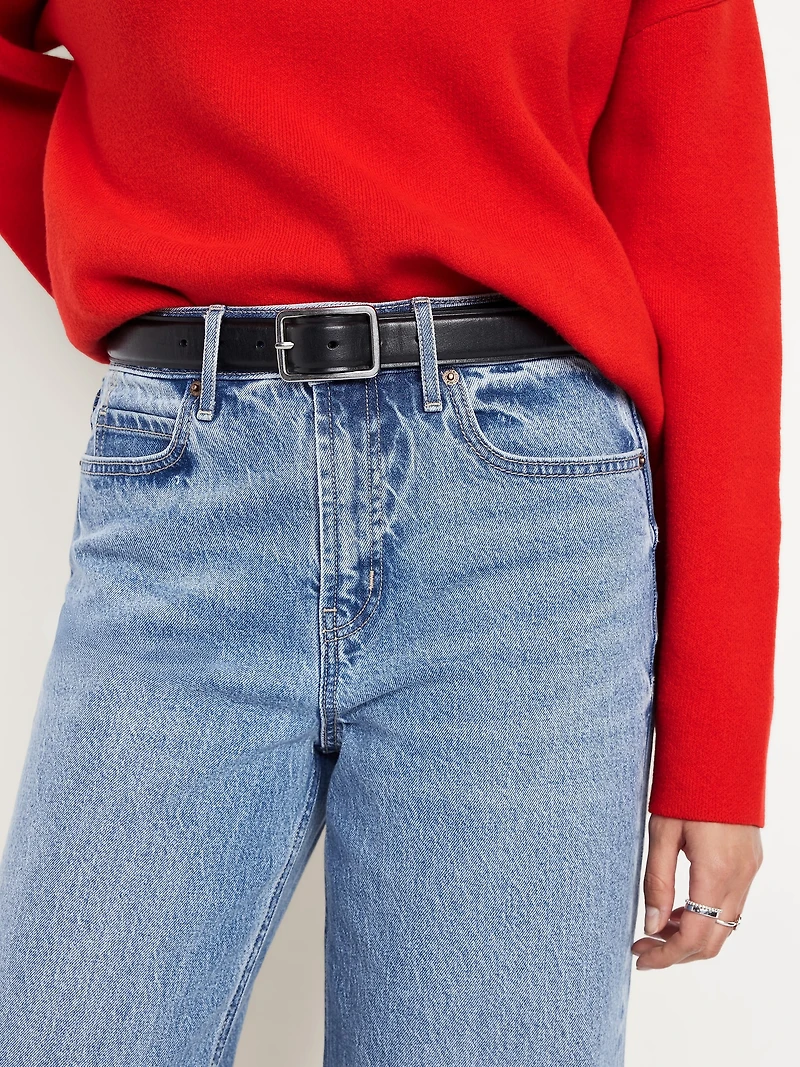 Extra High-Waisted Cuffed Wide-Leg Jeans
