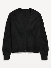 Wool-Blend Shaker-Stitch Cardigan Sweater