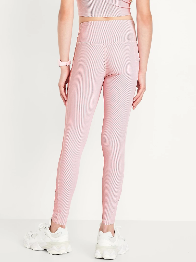High-Waisted PowerSoft Ribbed Performance 7/8 Leggings for Girls