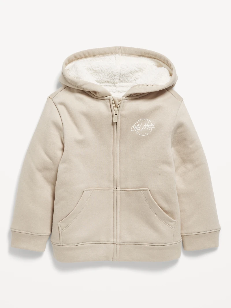 Logo-Graphic Sherpa-Lined Zip Hoodie for Toddler Boys
