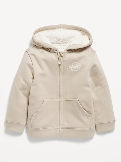 Logo-Graphic Sherpa-Lined Zip Hoodie for Toddler Boys