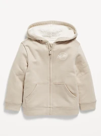 Logo-Graphic Sherpa-Lined Zip Hoodie for Toddler Boys