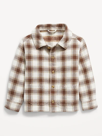 Long-Sleeve Plaid Flannel Pocket Shirt for Toddler Boys
