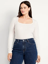 Long-Sleeve Square-Neck Top