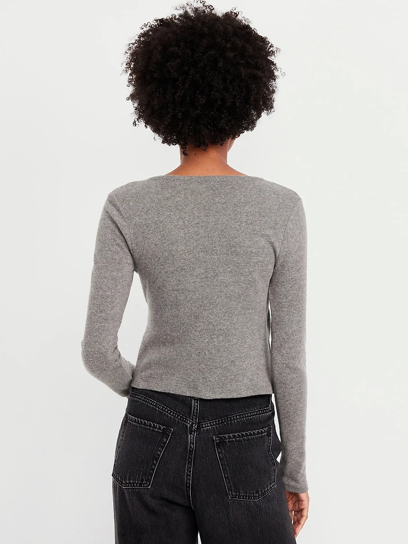 Long-Sleeve Wrap-Front Top