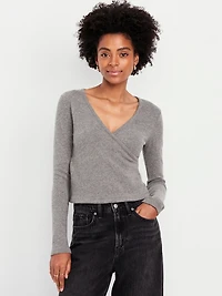 Long-Sleeve Wrap-Front Top