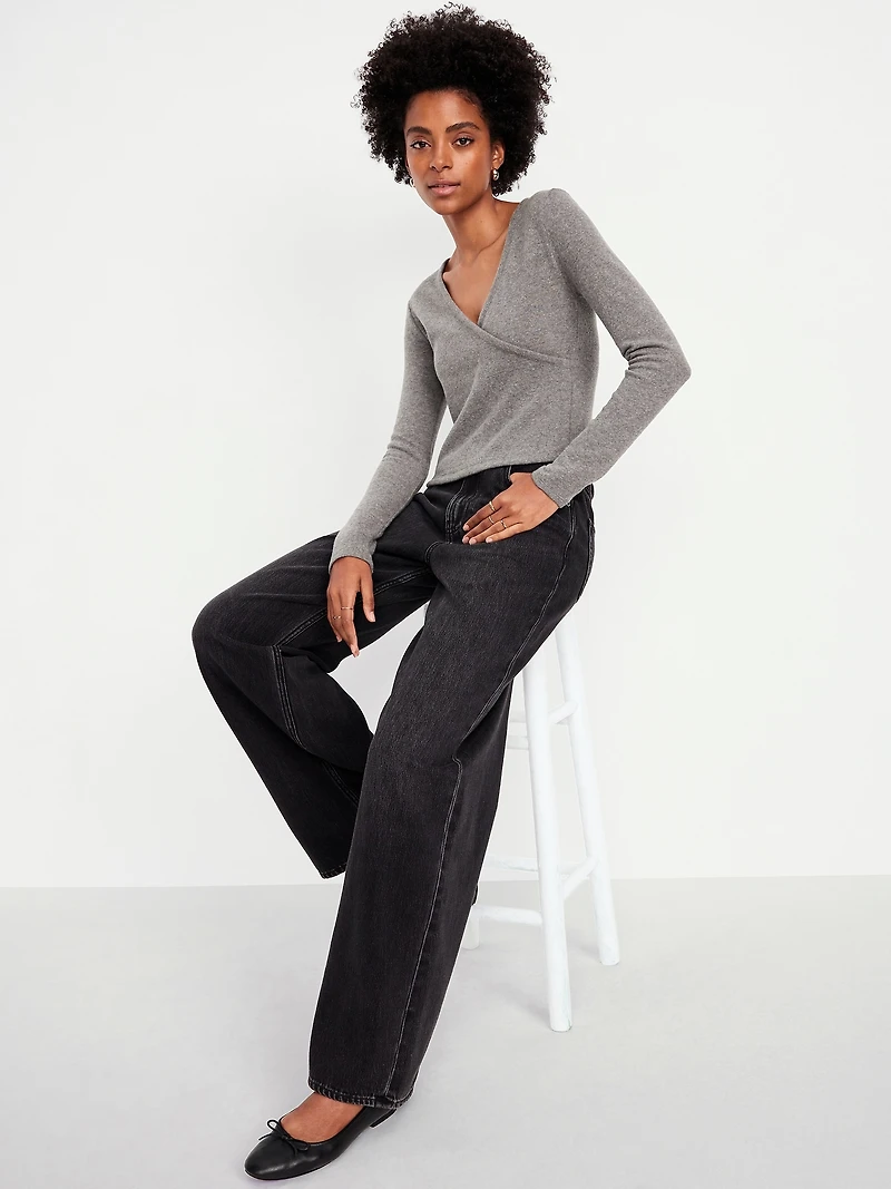 Long-Sleeve Wrap-Front Top