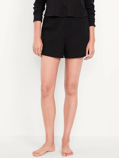 High-Waisted Cozy Waffle Pajama Shorts
