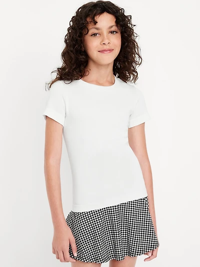 Fitted Seamless Ribbed Performance Top for Girls