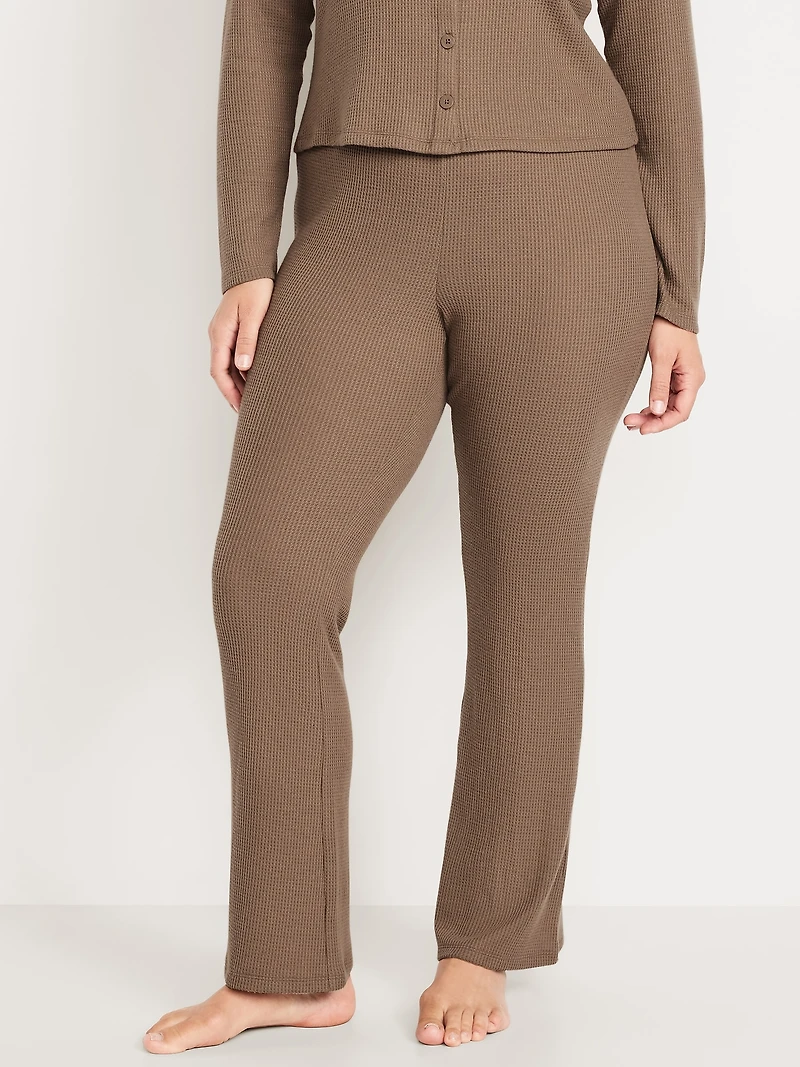 High-Waisted Cozy Waffle Flare Pants