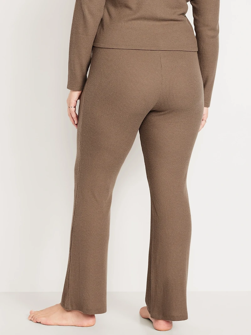 High-Waisted Cozy Waffle Flare Pants