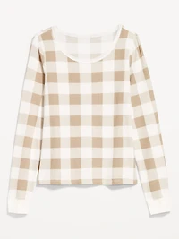 Scoop-Neck Waffle Pajama Top for Women