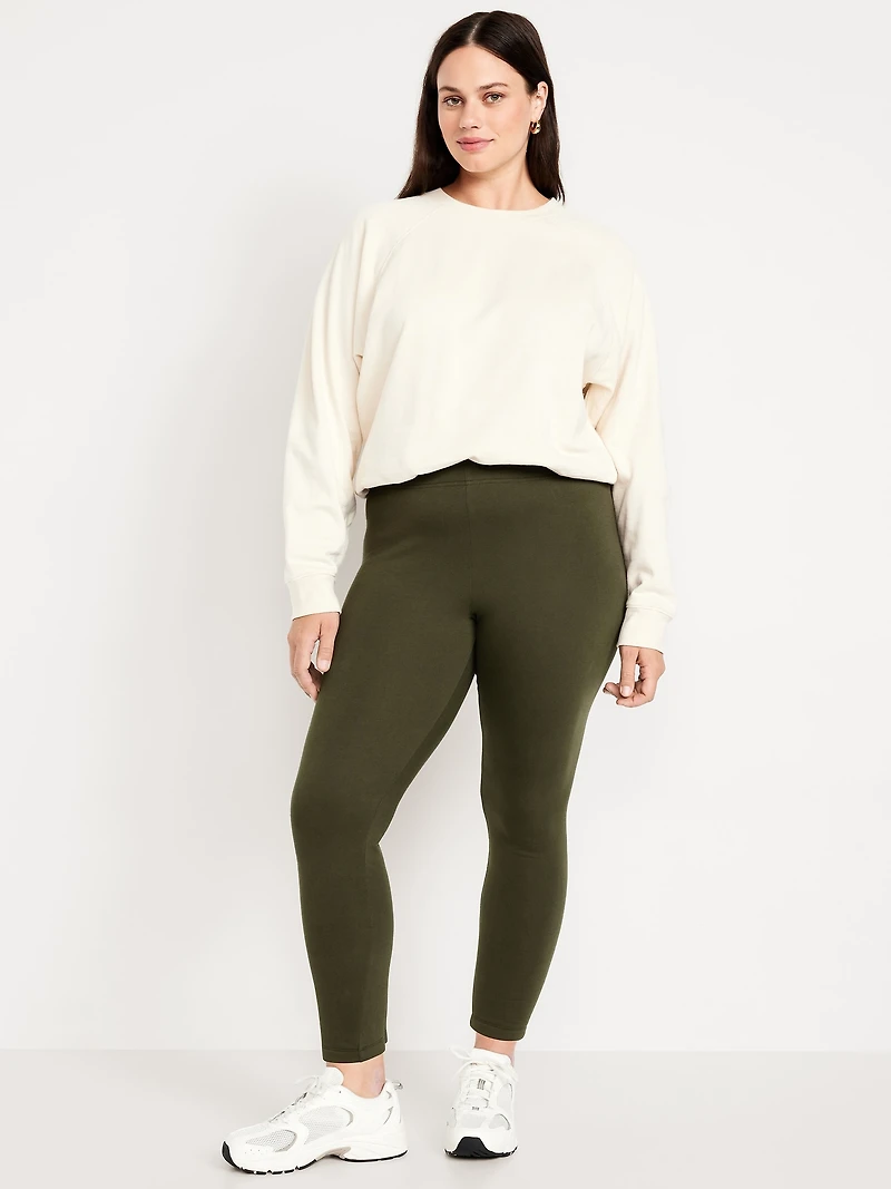 High-Waisted Fleece-Lined Ankle Leggings
