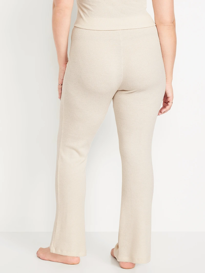 High-Waisted Cozy Waffle Flare Pants