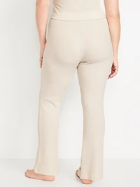 High-Waisted Cozy Waffle Flare Pants