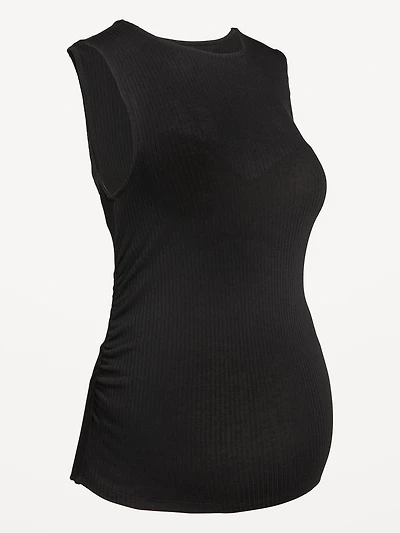 Maternity Sleeveless High-Neck Rib Top