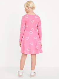 Printed Long-Sleeve Fit and Flare Dress for Girls