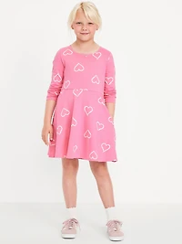 Printed Long-Sleeve Fit and Flare Dress for Girls