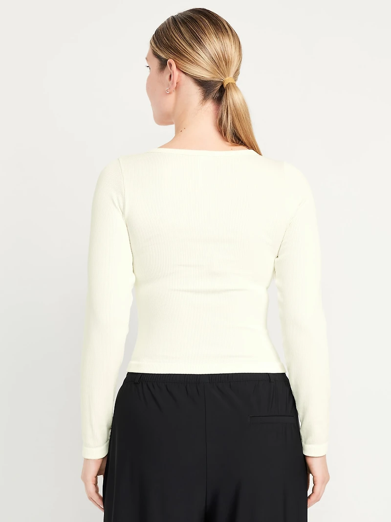 Exhale Seamless Cropped Henley Top