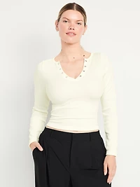 Exhale Seamless Cropped Henley Top