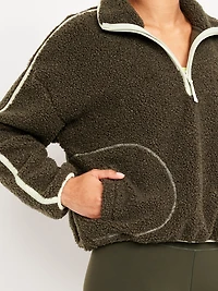 Loose Sherpa Quarter-Zip Pullover