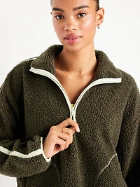 Loose Sherpa Quarter-Zip Pullover