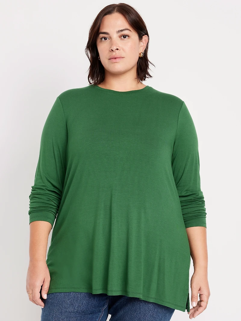 Luxe Long-Sleeve Crew-Neck Tunic