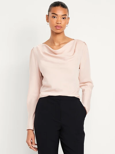 Cowl-Neck Satin Top