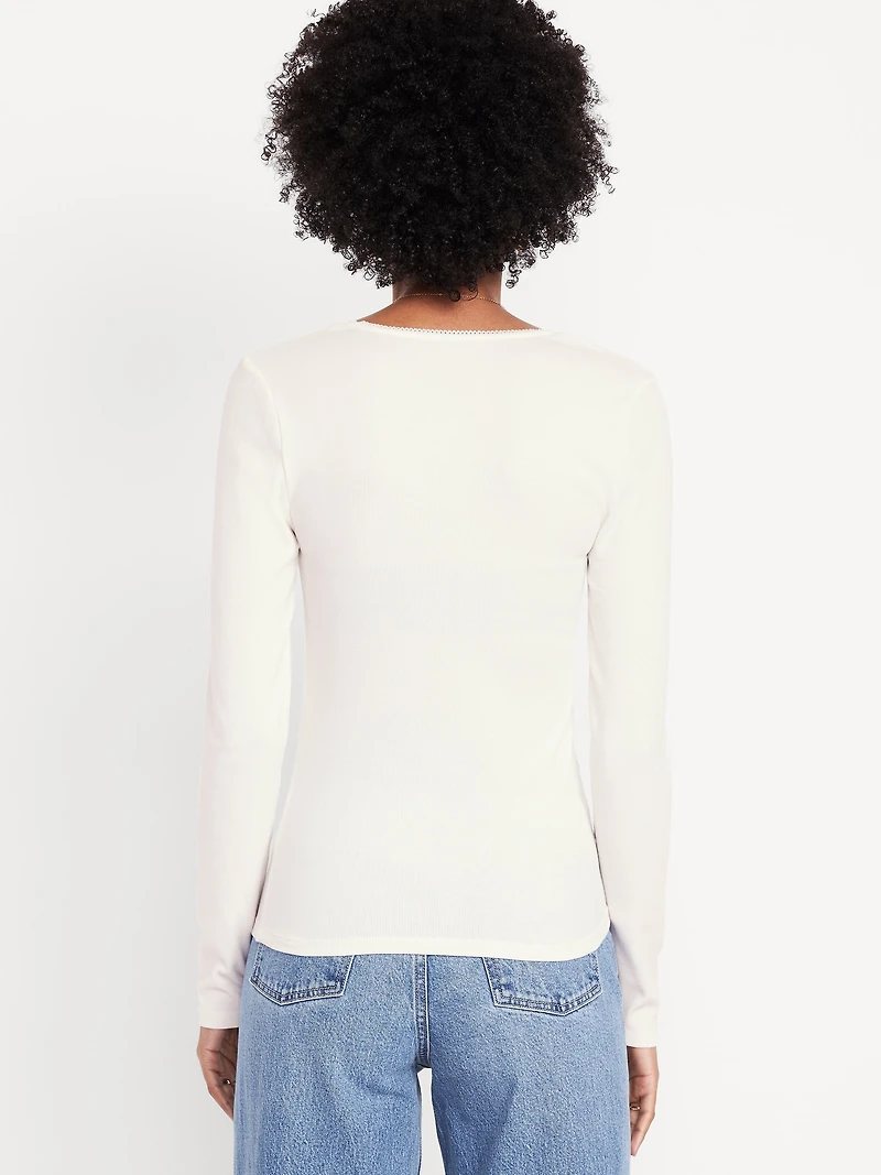 Long-Sleeve Square-Neck Top