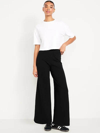 High-Waisted Fleece-Lined Super Wide-Leg Pants