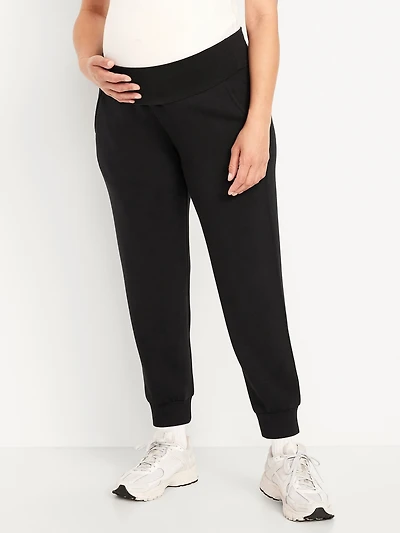 Maternity Bounce Fleece Rollover-Waist Jogger Sweatpants