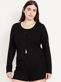 Button-Down Waffle-Knit Sleep Top