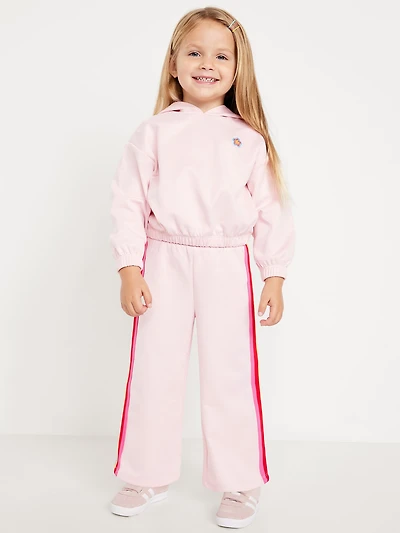 Long-Sleeve Graphic Hoodie and Wide-Leg Pants Set for Toddler Girls