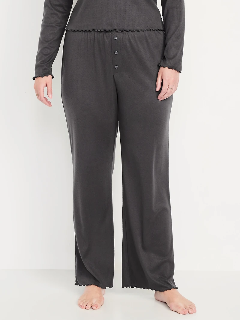High-Waisted Cozy Rib Pajama Pants