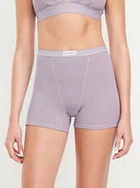 High-Waisted Ribbed Boyshort Briefs - 3-inch inseam