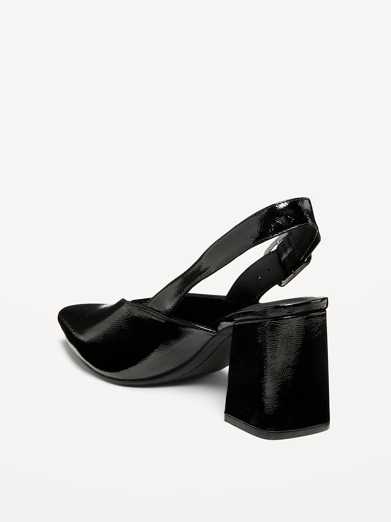 Faux-Leather Slingback Heels for Women