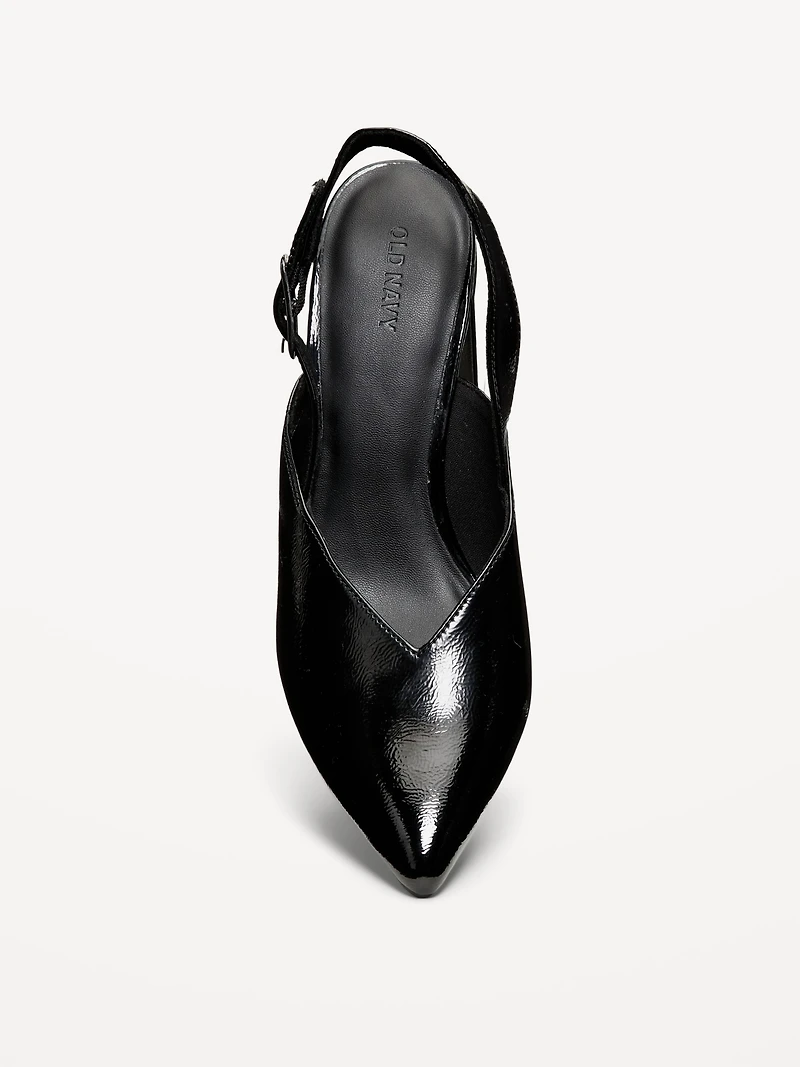 Faux-Leather Slingback Heels for Women