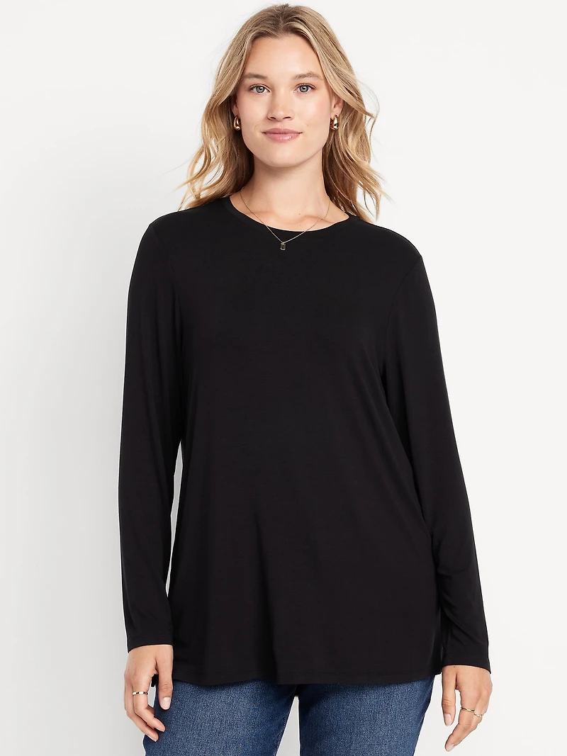Luxe Long-Sleeve Crew-Neck Tunic
