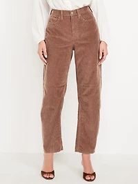 High-Waisted Barrel Ankle Corduroy Pants