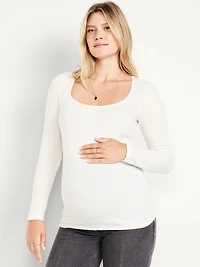 Maternity Long-Sleeve Trapeze-Neck T-Shirt