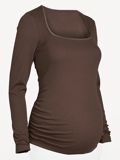 Maternity Long-Sleeve Trapeze-Neck T-Shirt