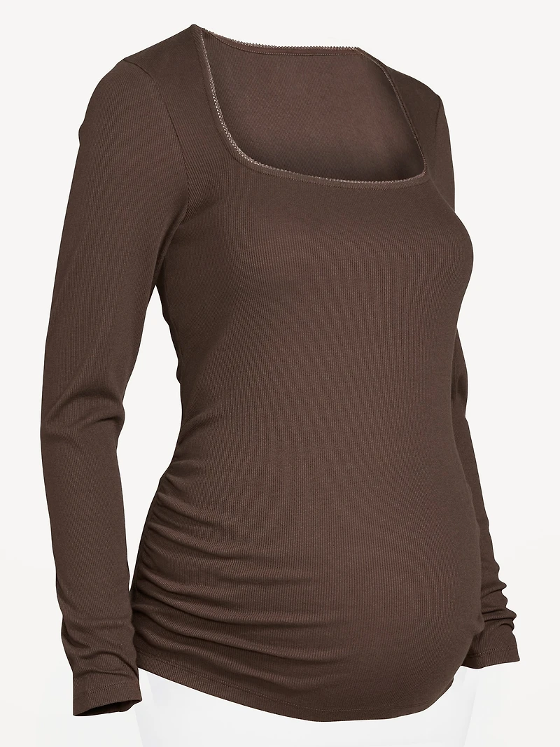 Maternity Long-Sleeve Trapeze-Neck T-Shirt