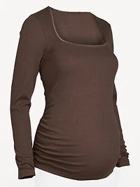 Maternity Long-Sleeve Trapeze-Neck T-Shirt