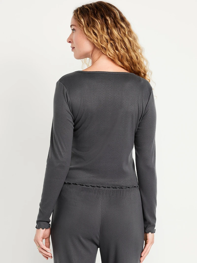 Cozy Lettuce-Edge Pajama Top