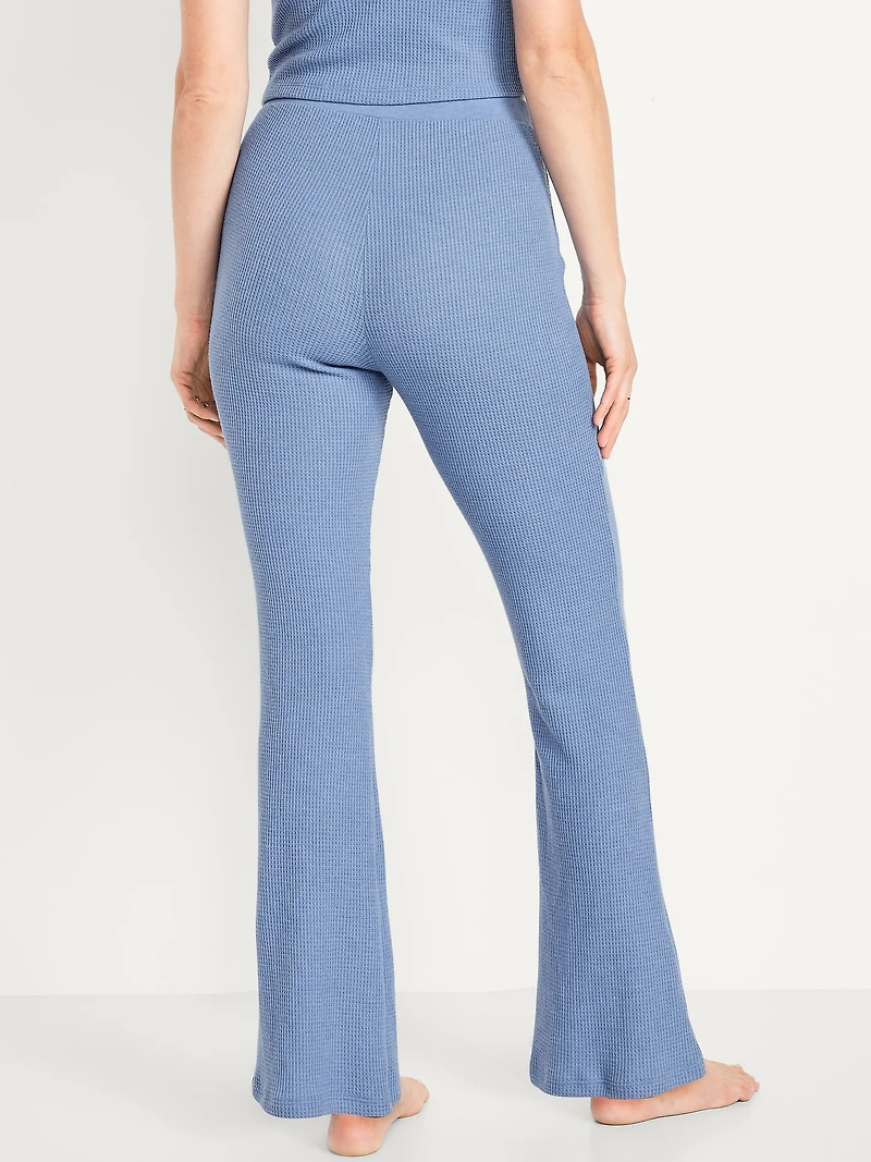 High-Waisted Cozy Waffle Flare Pants