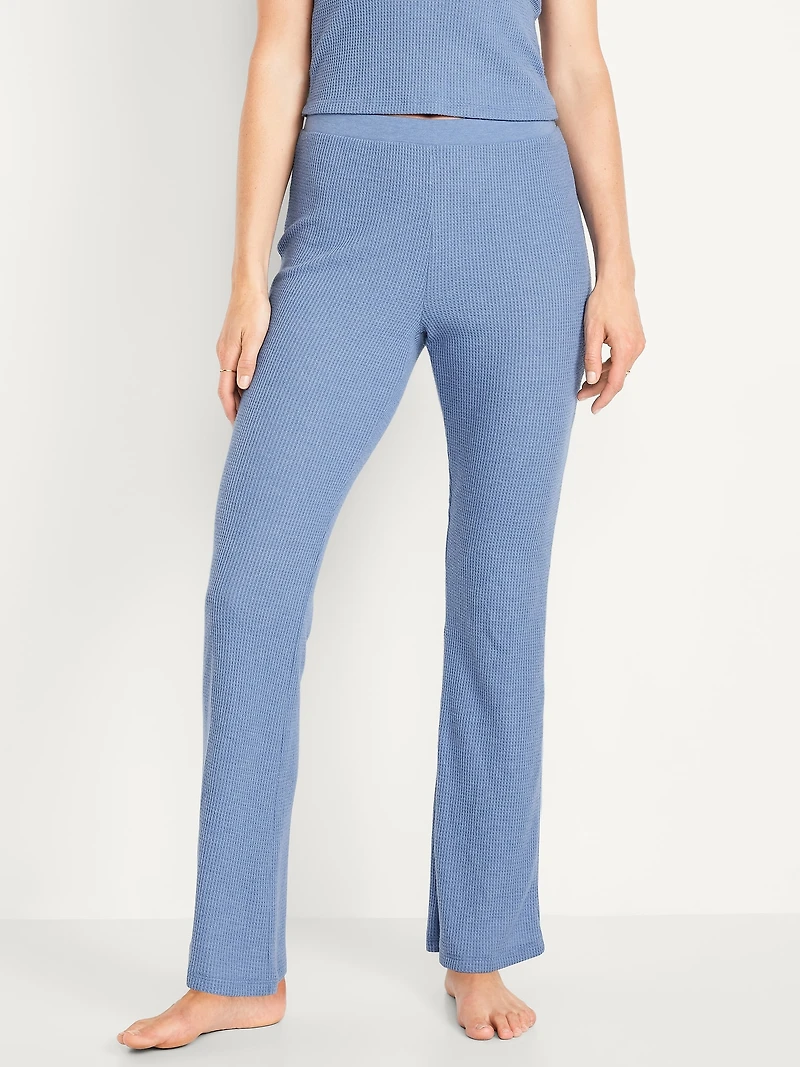 High-Waisted Cozy Waffle Flare Pants