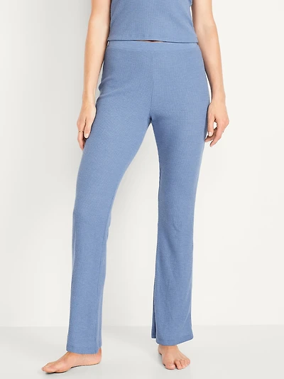 High-Waisted Cozy Waffle Flare Pants