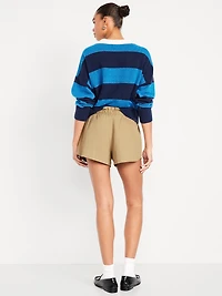 Mid-Rise Twill Volume Shorts