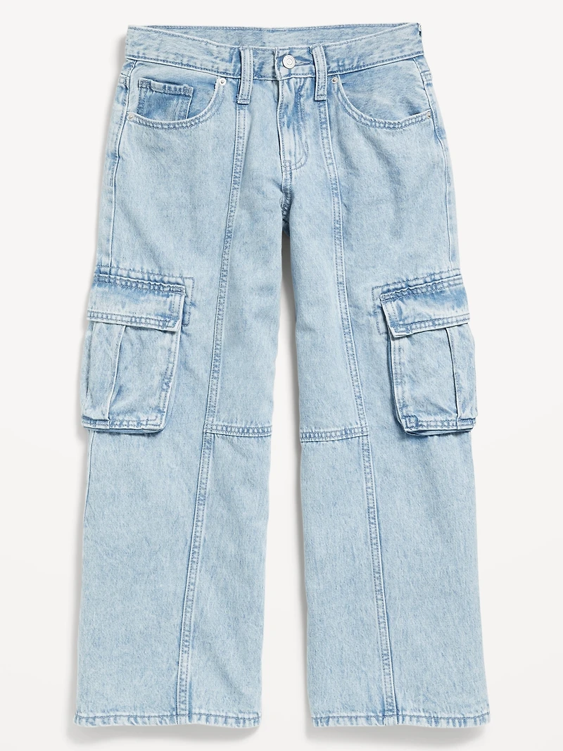 High-Waisted Super Baggy Wide-Leg Cargo Jeans for Girls